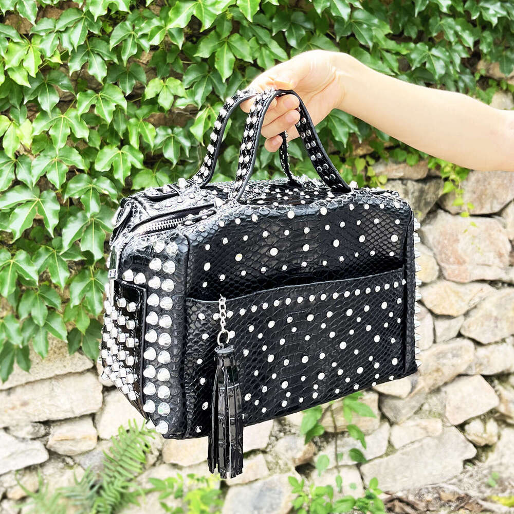 Leopard Print Studded Women's Shoulder Crossbody Handbag Large Capacity Bag