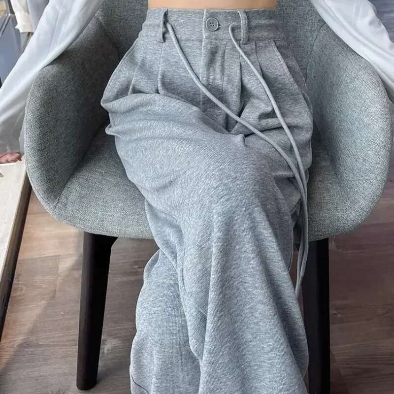 Wide Leg Pants for Women Long Cotton Woman Trousers Y2k Streetwear Trends 2025 One Size All Medium Original Xxl New In Elastic G