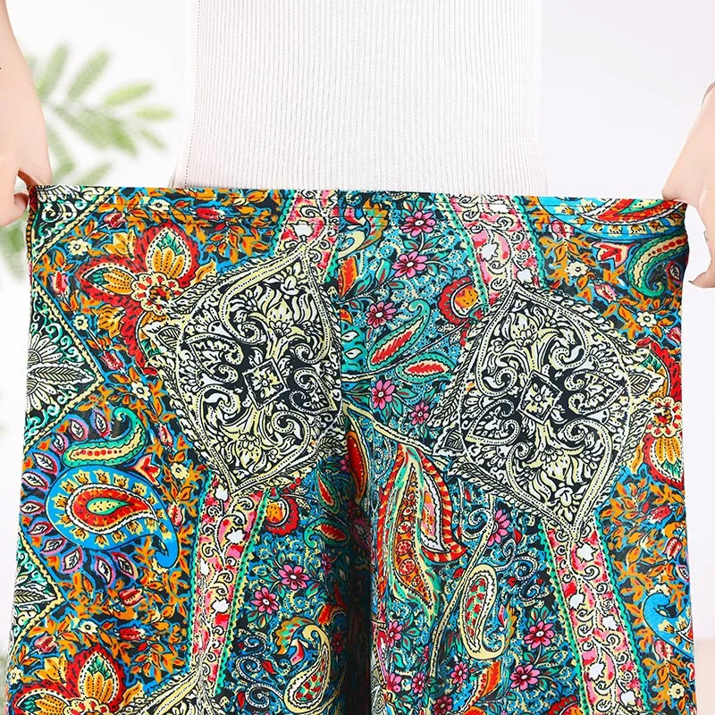 Womens Long Pants Skirt 2023 Summer Plus Size Fashionable Flower Print Womens Short Skirt Classic Home Casual Breathable Women 250609