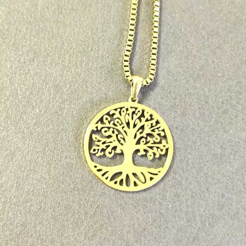10pcs Tree of Life Pendant Stainless Steel Necklace 2 Colors Women Men Amulet Neck Chain Jewelry collar aol de la vida W250616