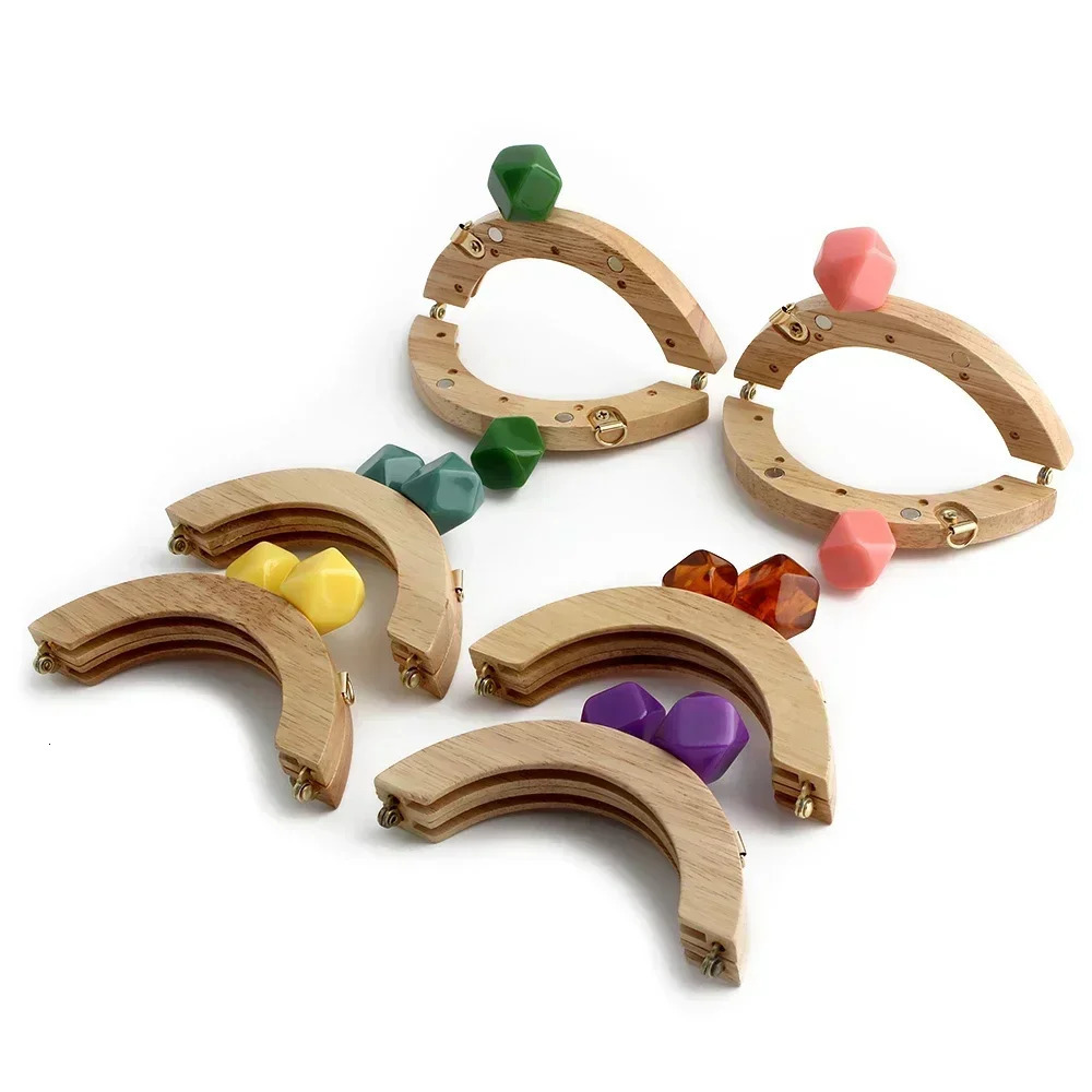 Nolvo World Wooden Bag Handle Closure Kiss Clasp Purse Screws Frame Replace Handbags Wallets Brackets DIY Sewing Accessories 250616