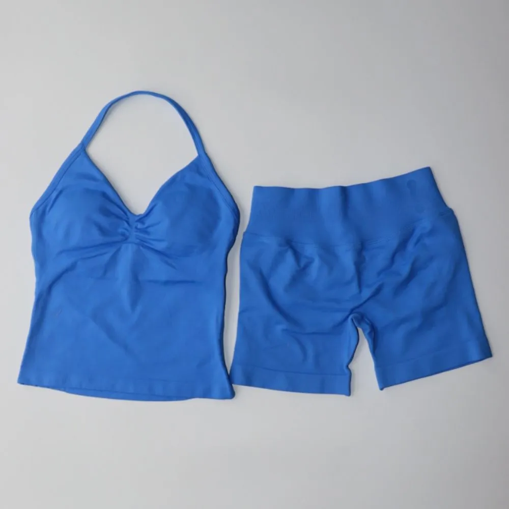 Women's High-Waist Seamless Short & Backless Vests - Two-Piece Impact Yoga Sportswear for Gyms