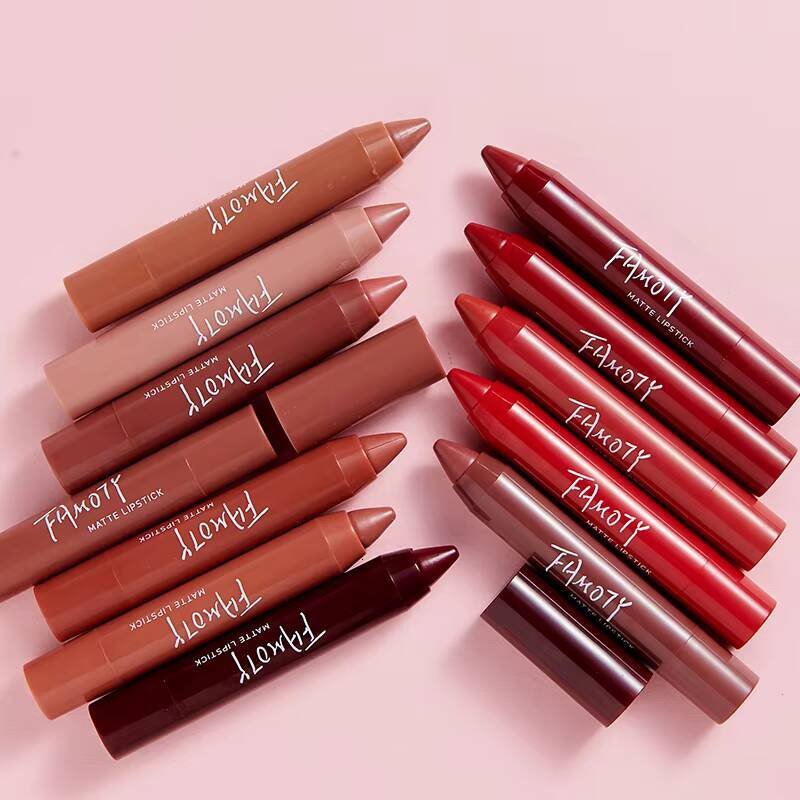 12 Colors Matte Pen Waterproof Velvet Nude Lipstick Pencil Sexy Red Brown Pigments Lips Makeup Long Lasting Lip Tint happy