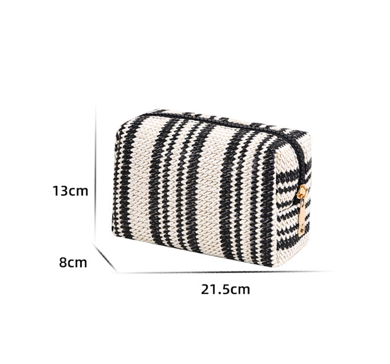 5pcs Cosmetic Bags Women Polyester Striped Ripple Printing Large Capacity Solid Travel Storge Bag