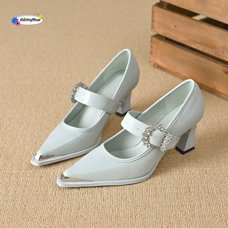 Spring Summer Fashion Single Shallow Mouth High-end French Mary Jane Women's Shoes to Match Dresses High Heels Comfortable ddmythur