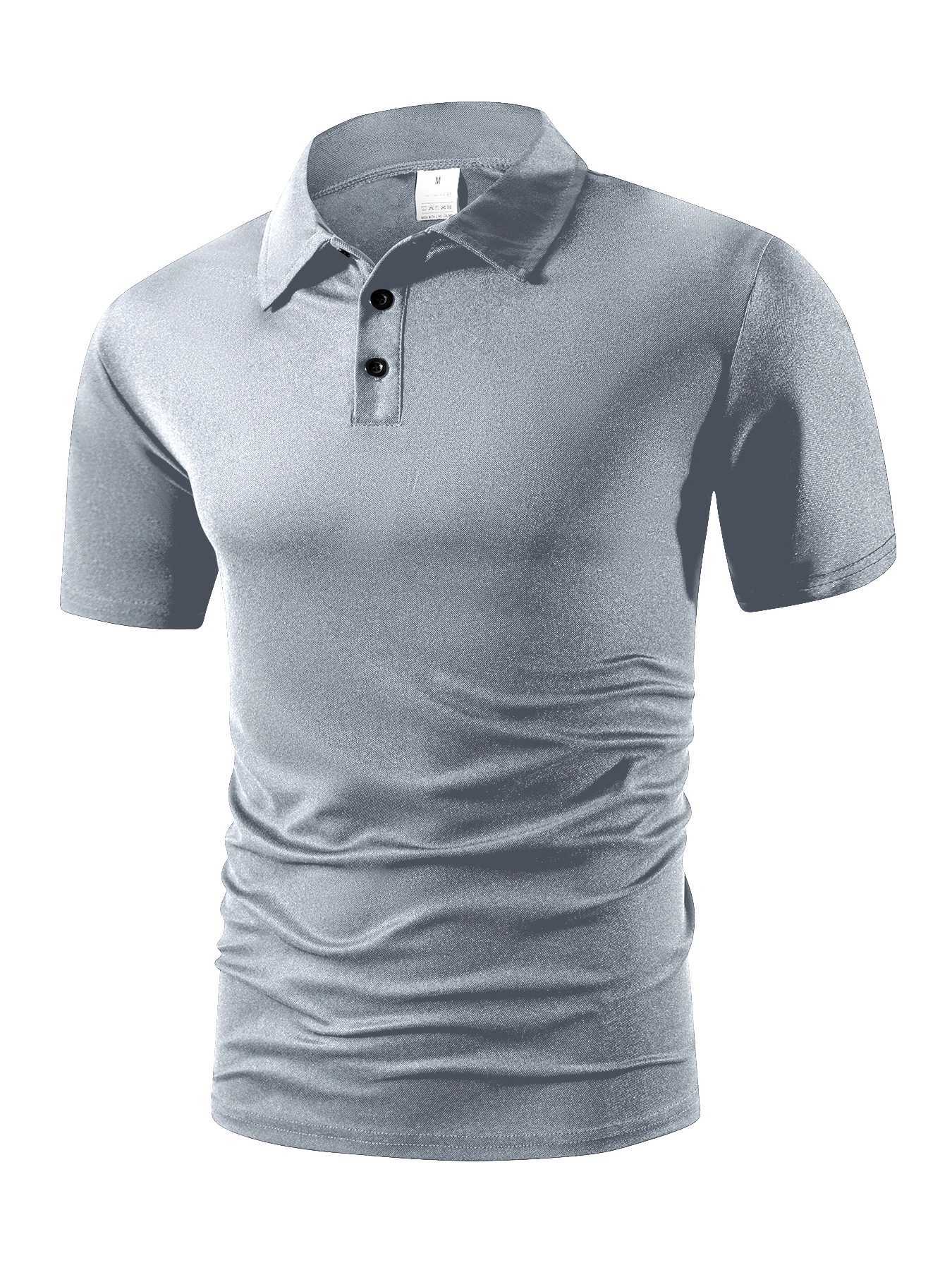 Summer Mens Short Sleeve Polo Shirt Solid Color Button T-shirts Lightweight Lapel Streetwear Men Breathable Basic Polo Shirt W250616