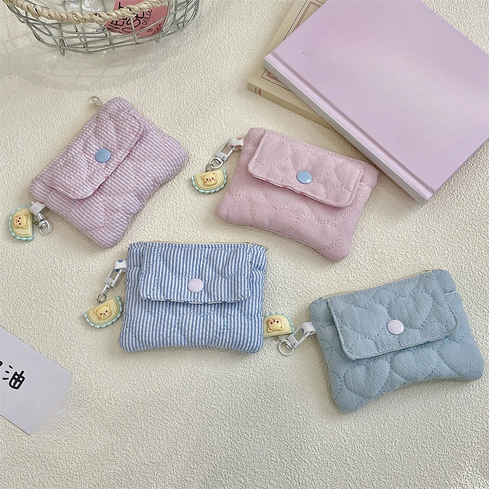Kawaii Cartoon Mini Stripe Zipper Wallet Girl Cute Canvas Coin Wallet Card Bag Key Storage Bag Childrens Birthday Party Gifts 250614