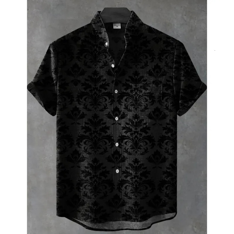 Selling Tiger Mens Linen Short Sleeved Shirt With Retro Pattern Printed Casual And Fashionable Top Trajes De Moda 250613Z