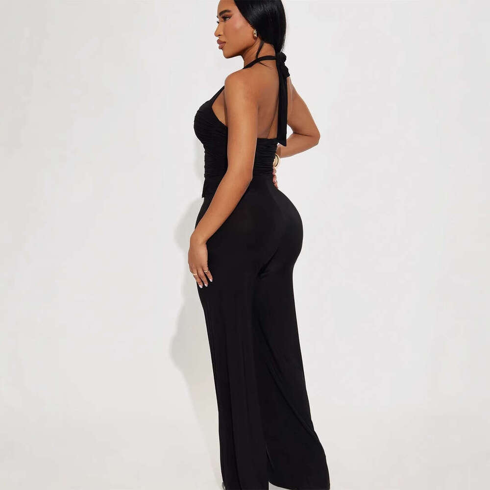 New Summer Halter Neck Sleeveless Tube Top Exquisite Accessories Sexy Slim Fit Jumpsuit For Women B5