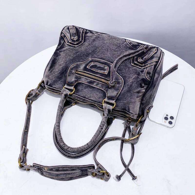 Women's Bags Designer Moto & Biker Denim Pillow Bags For Women Designer Handbag Purses New In Splicing Washing Process Top Handle Shoulder