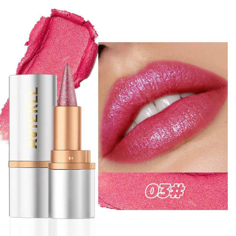 8 Colors Tapered Glitter Shiny Metallic Pearlescent Lip Tint Lipliner Lasting Waterproof Easy Color Diamond Lipstick happy