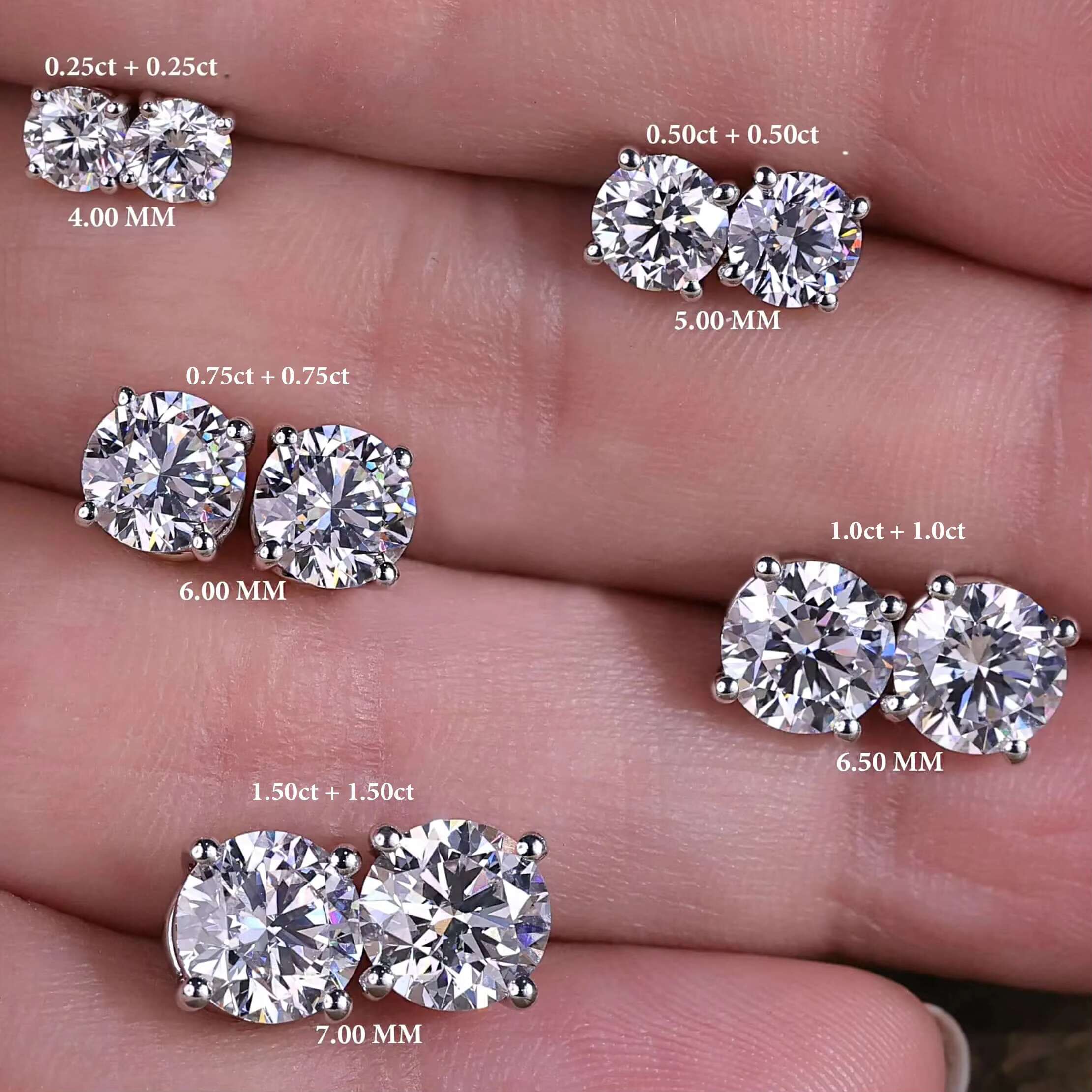 Custom Vvs Lab Grown Created Diamond Studs Earrings Real 10K 14K 18K Solid Gold 925 Silver CVD Diamond Stud Earring Men Women