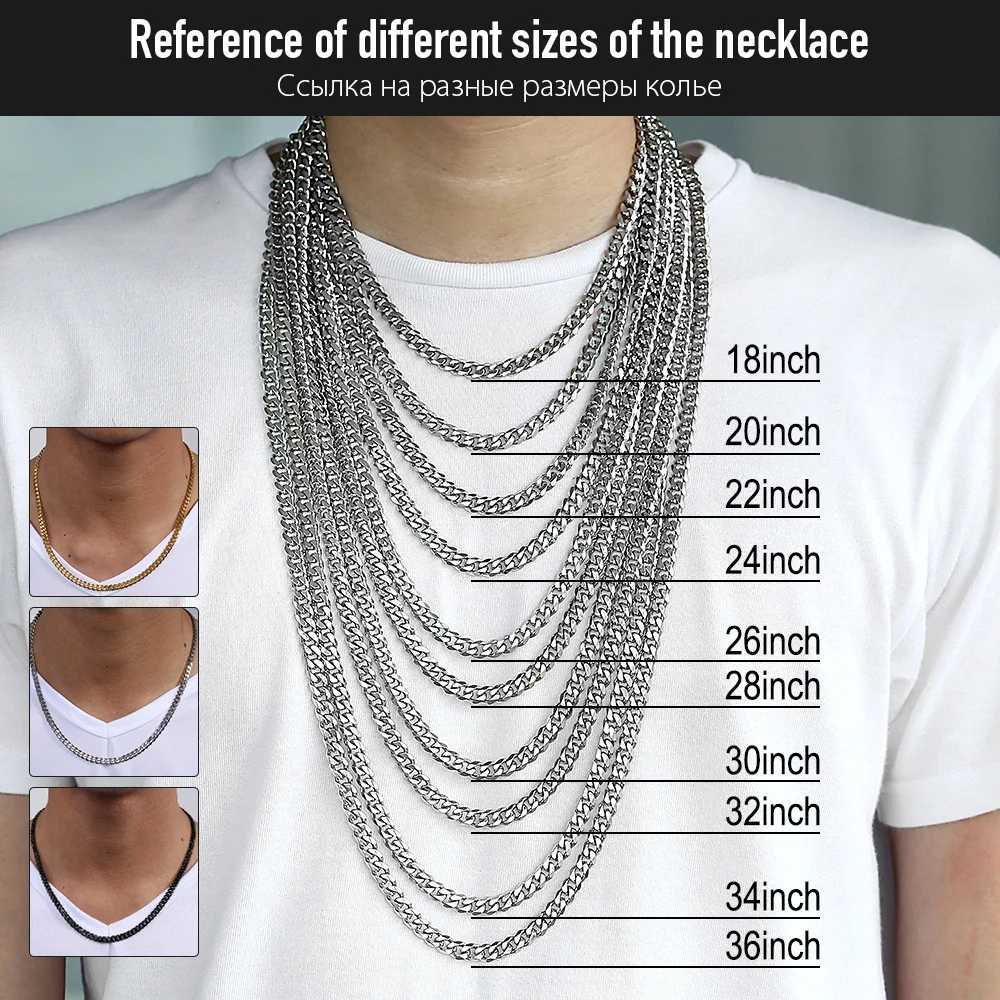 New Arrival Mens Necklaces Chains Stainless Steel Black Gold Silver Color Necklace for Men Women Curb Cuban Jewelry 3/5/7/9/11mm DLKNM08 V250616