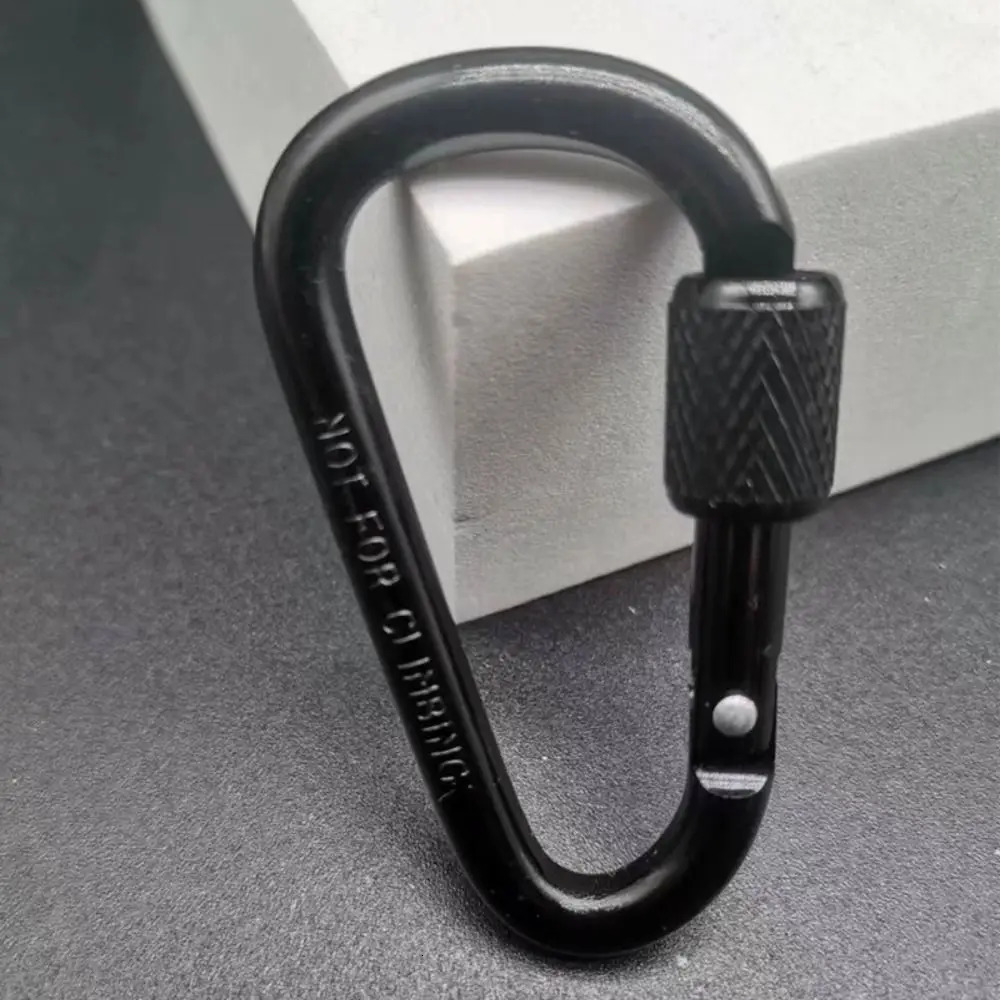 1 Pcs Outdoor Sports Aluminium Alloy Safety Buckle Keychain with Lock Climbing Button Dshape Carabiner Camping Hiking Hook 250611