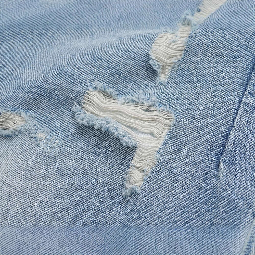 25FW New Men's Denim Summer Ins Trendy Five-Point Loose Casual Ripped Shorts