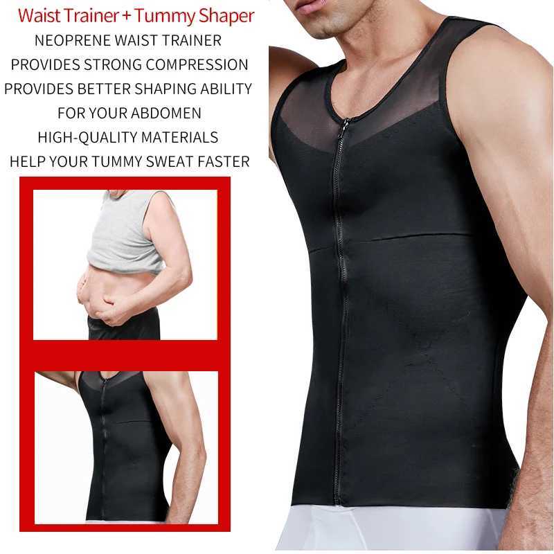 Mens Body Shaper Abdomen Slimming Shapewear Belly Shaping Corset Top Gynecomastia Compression Shirts WIth Zipper Waist Trainer W250616