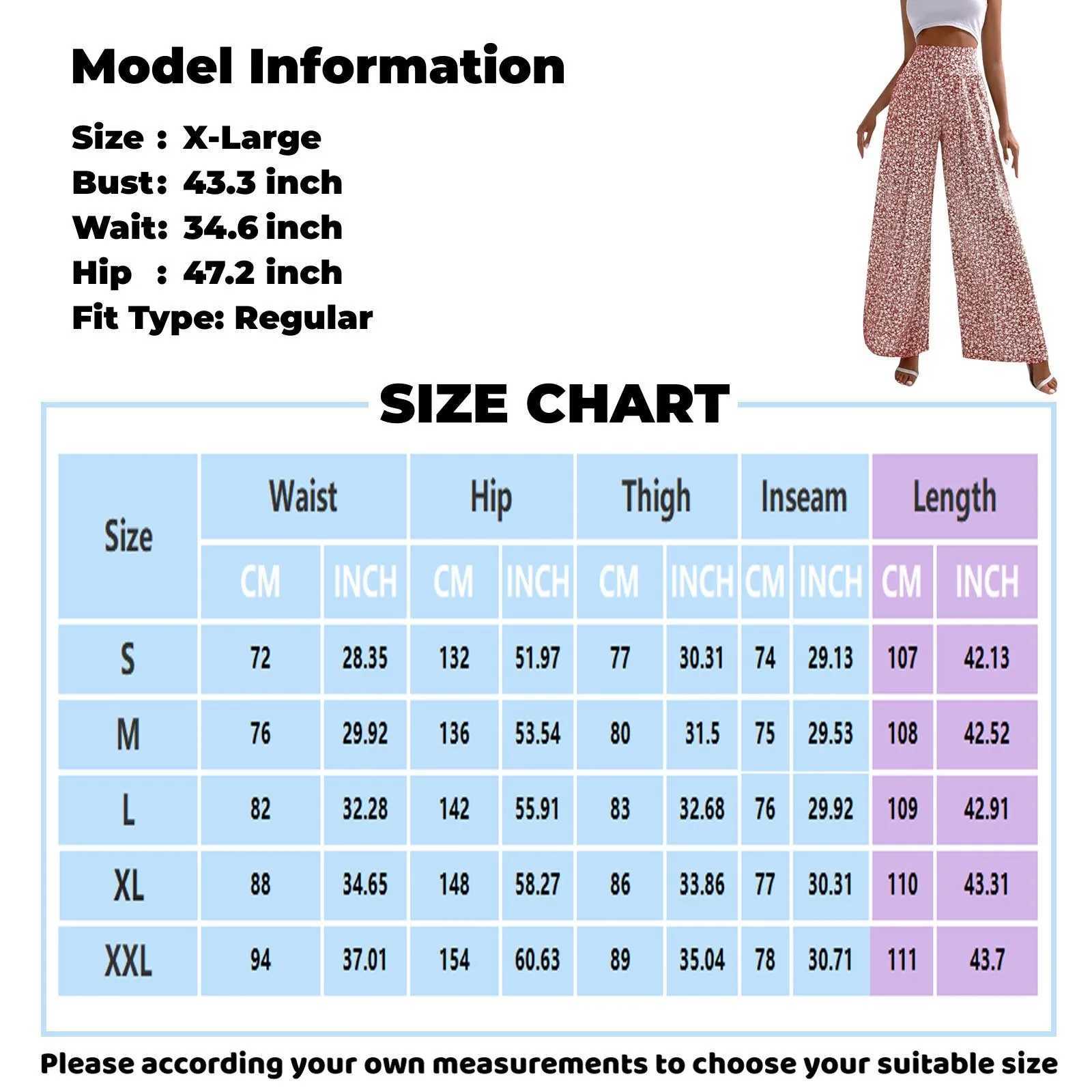 New Floral Printed Fashion Wide Leg Nine Length Trousers For Fe Summer Daily Loose Elastic High Waist Lighweight Long PantsXJ250616