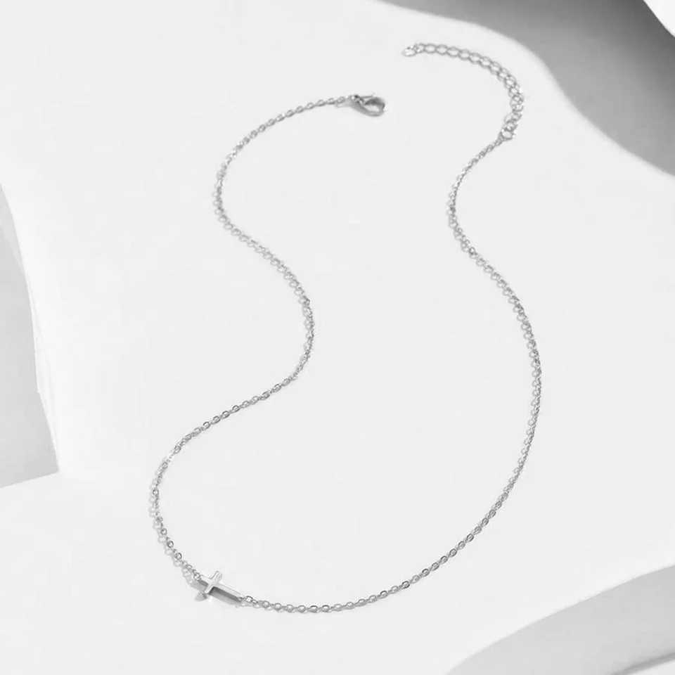 DGIDDK Stainless Steel Delicate Vintage Cross Pendant Necklace Simple Fashion Faith For Women Jewelry Daily Commuter With W250616