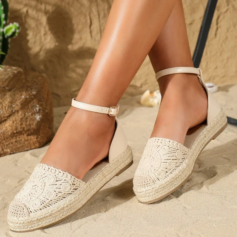 Vintage Flats Hemp Rope Bottom Sandals Womens 2025 Summer Comfortable Sandals Womens Fisherman Sandals Sandalias De Mujer 250613