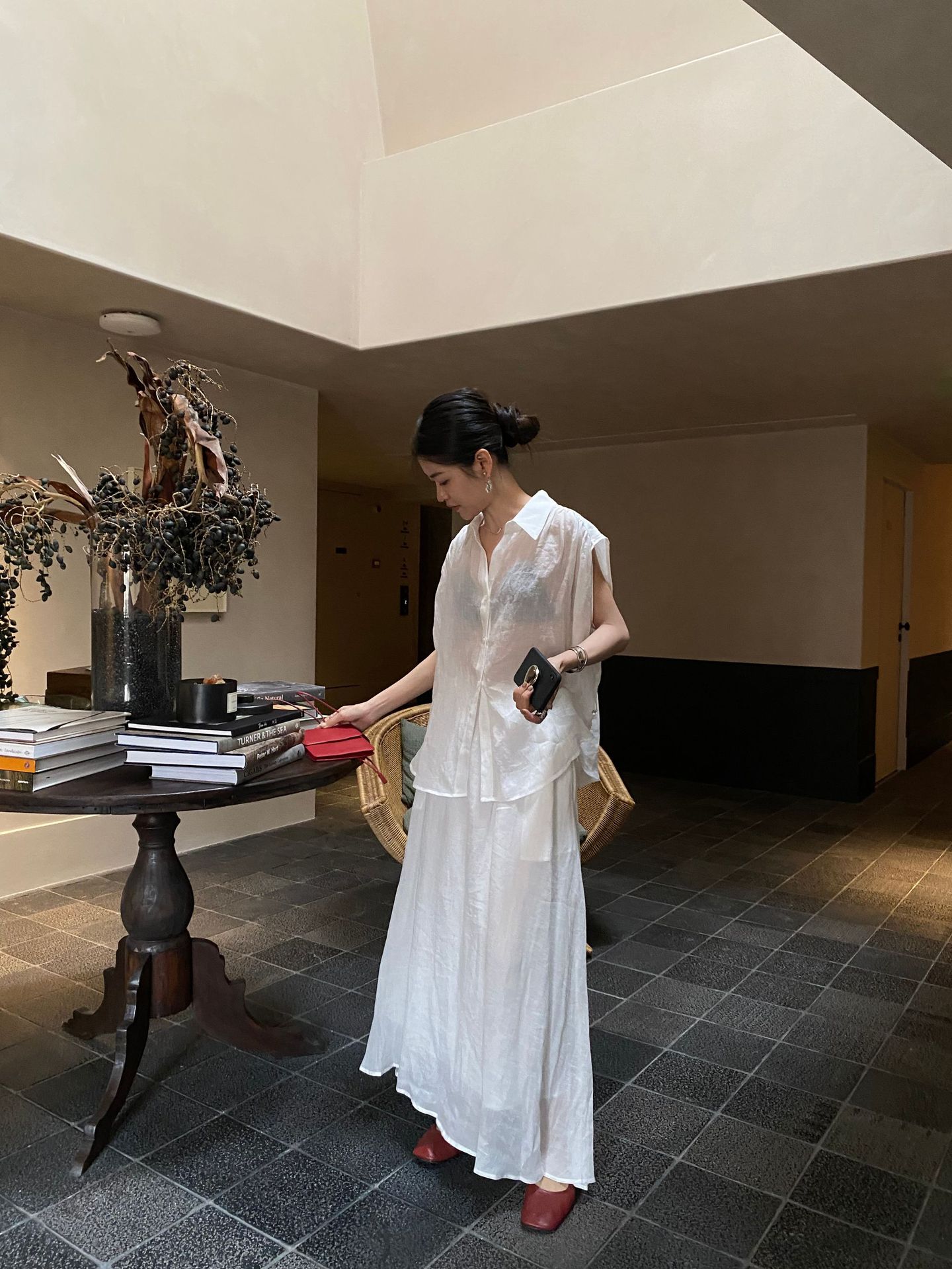 XR187 Summer simple large swing elastic high waist skirt Korean loose casual versatile leisure