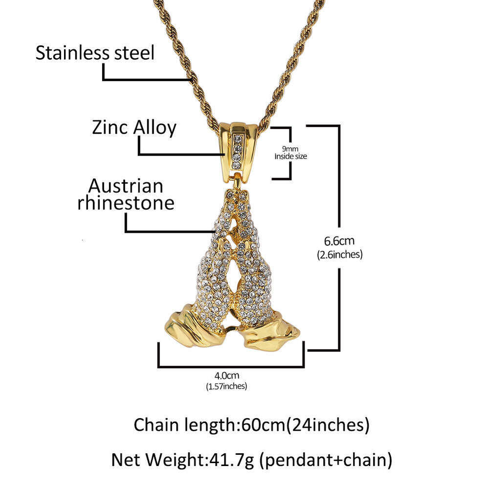 Unique Double-Handed Full Dia Pendant Sweater Chain Metal Men's Necklace Alloy Accessory
