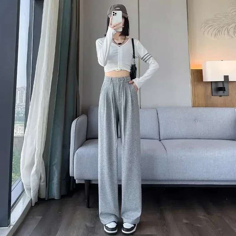 Wide Leg Pants for Women Long Cotton Woman Trousers Y2k Streetwear Trends 2025 One Size All Medium Original Xxl New In Elastic G