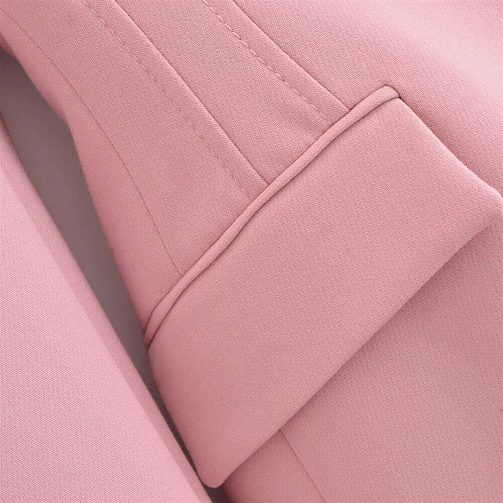 2025 Autumn New Product Women's Fashion Casual Solid Color Slimming Collar Pocket Decoration Long Sleeve Suit Coat