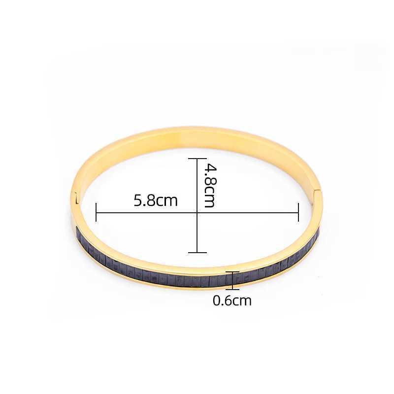 CARLIDANA Fashion Customized Zircon Square Crystal Stainless Steel Gold Color Cuff Women Bangle Jewelry Z250616