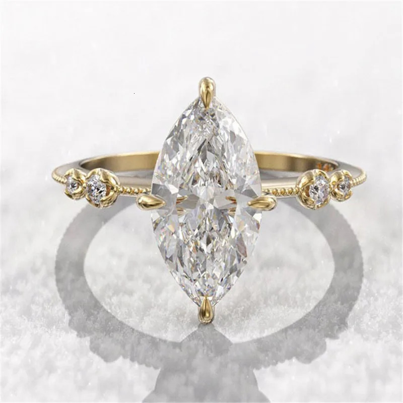 925 Sterling Silver Crystal Marquise Cubic Zirconia Rings for Women Fashion Thin Ring Engagement Wedding Statement Jewelry 250610