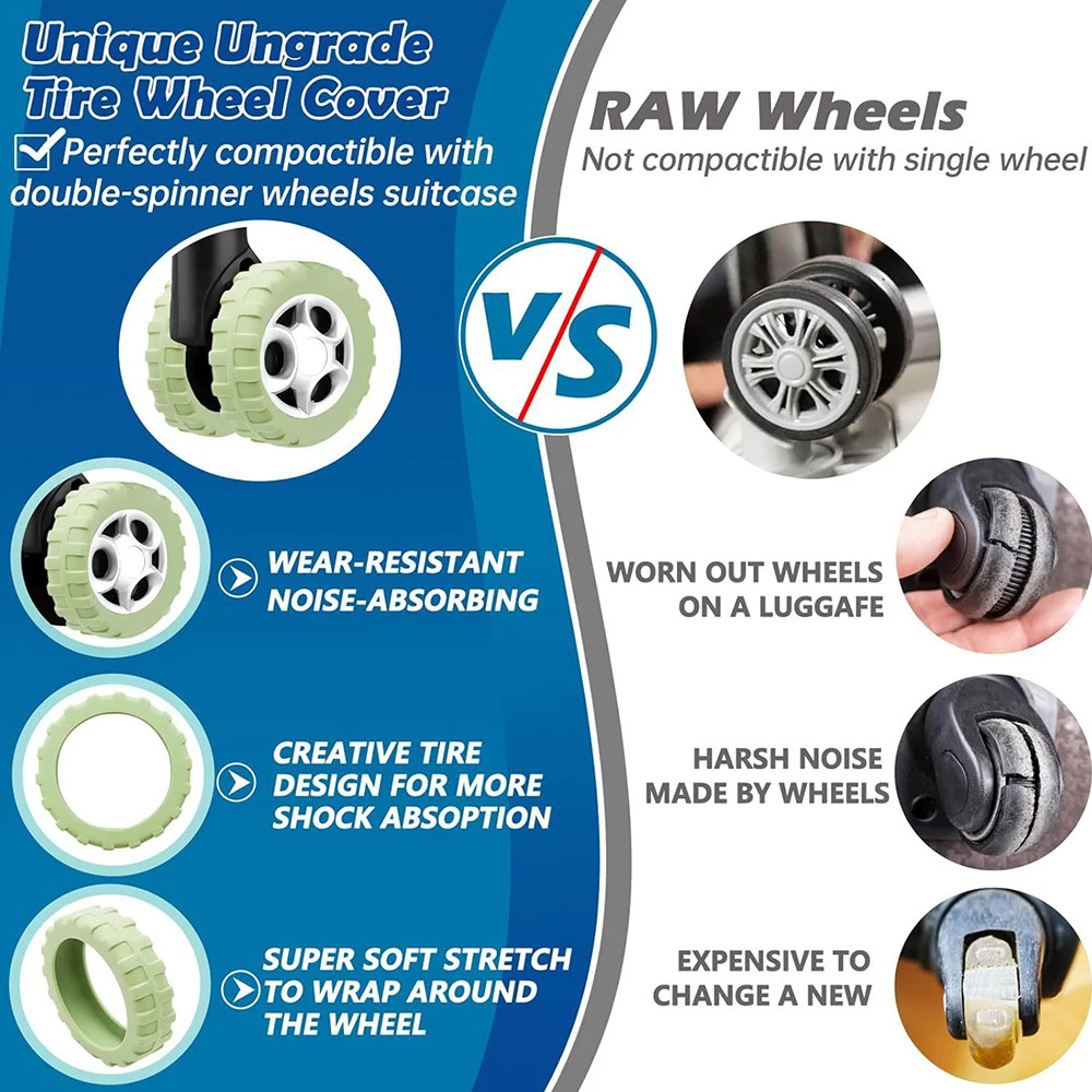 8PCSSet Suitcase Parts Axles Travel Luggage Caster Shoes with Silent Sound Reduce Wheel Wear Wheels Protection Coverzmt 250616