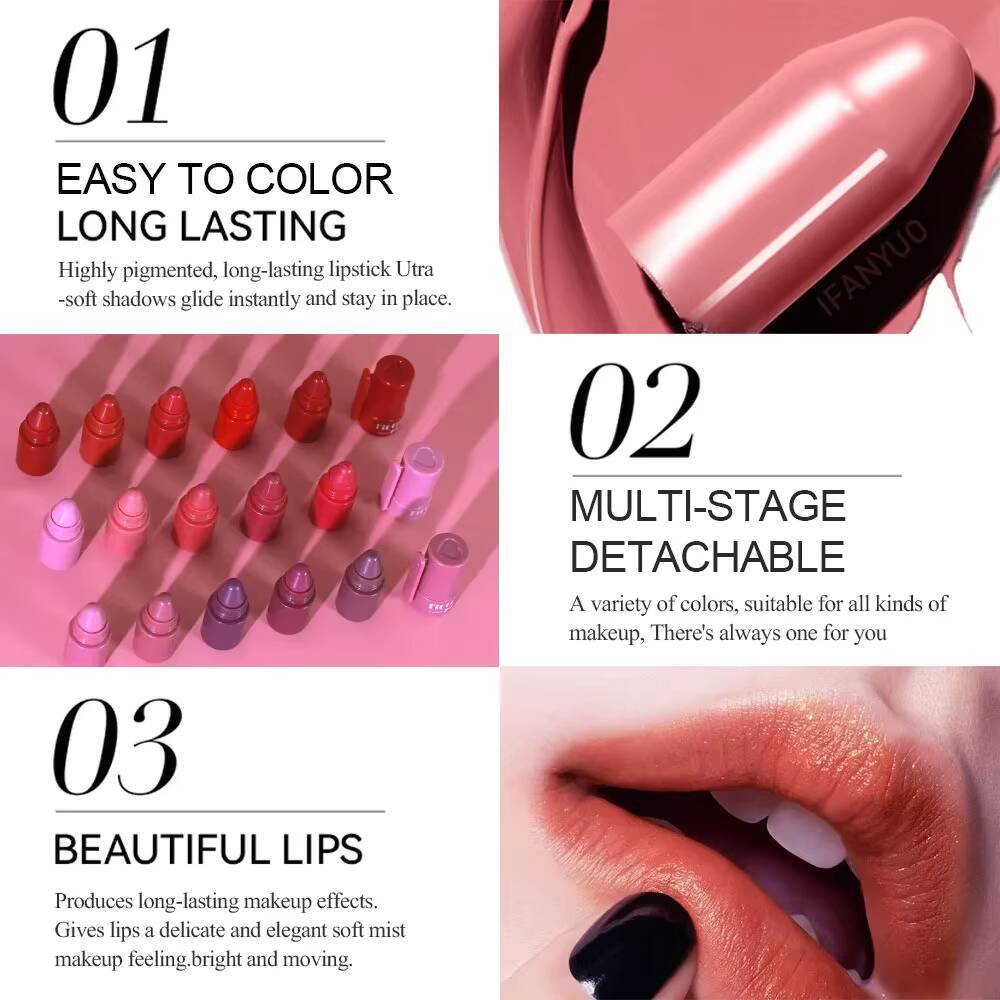 5 in 1 Matte Pencil Kit Combo Velvet Sexy Red Lip Tint Non-stick Cup Multicolour Lipstick Pen Makeup Lips Cosmetic Set happy
