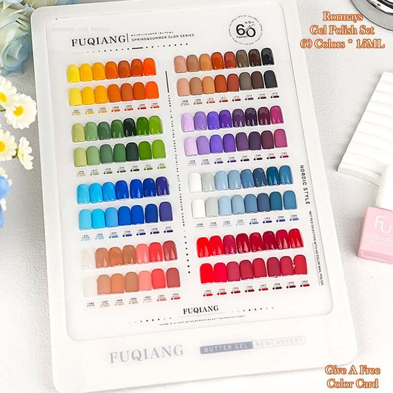 Rormays summer color gel polishing 60PCS mixed varnish semi permanent color solid color UV immersion primer nail salon rainbow wholesale factory nail