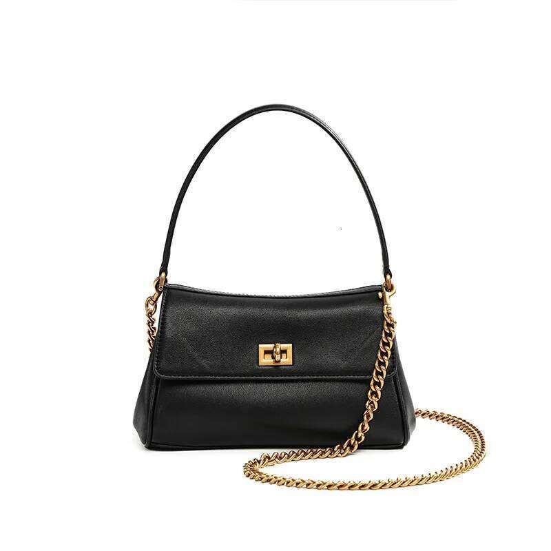 Women's Cowhide Crossbody Bag with Chain Small Design High-End Handbag for Office Workers Single Shoulder Fashion Accessory