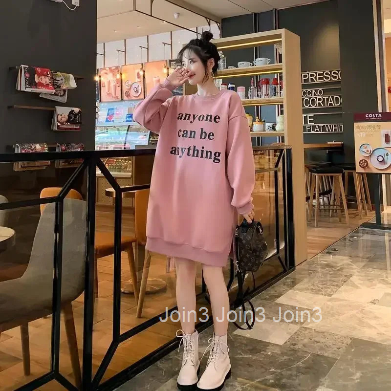 Baggy Loose Text Womens Sweatshirts Letter Printing Female Top Korean Y2k Vintage On Promotion 2000s Matching Casual Pullovers