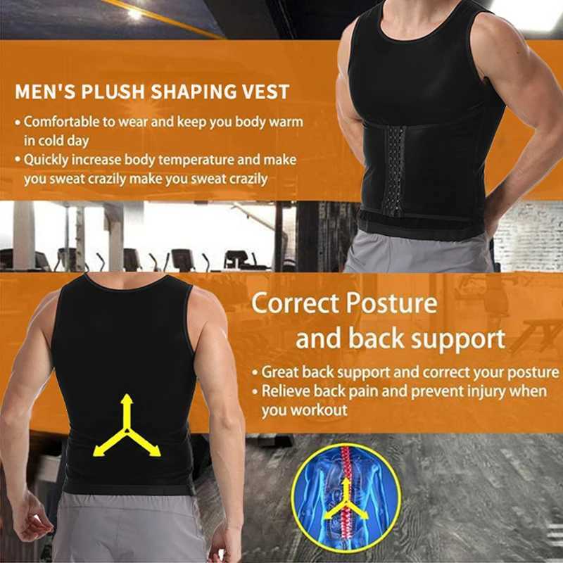 Men Reductive Girdle Body Shaper Sauna Vest Tummy Control Shirt Sweat Corset Slimming Belly Fat Burner Chest Compression Binder W250616