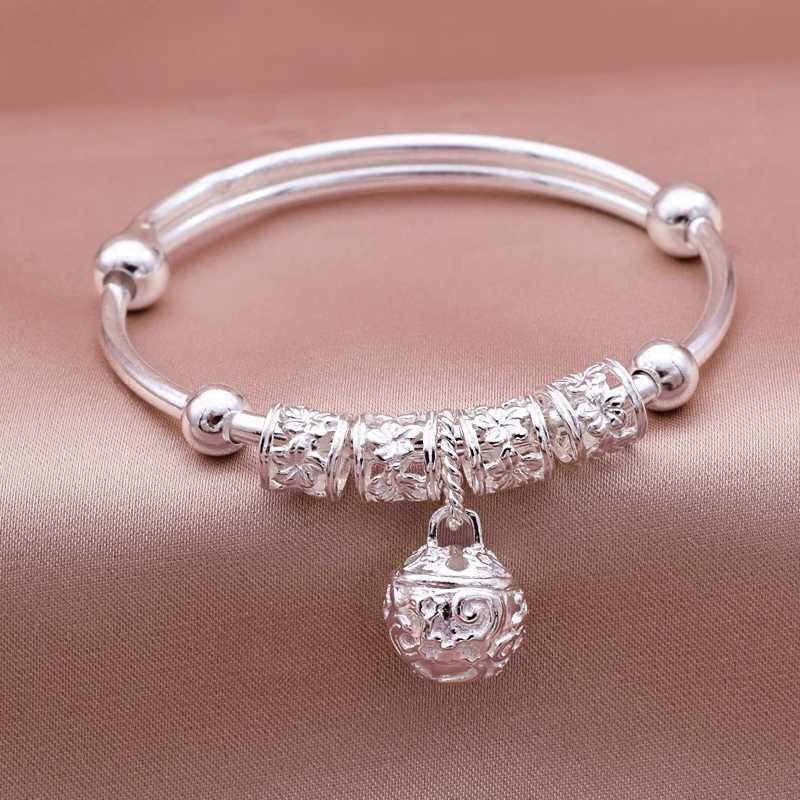 Fashion 925 Sterling Silver Adjustable for Women Luxury Designer Bell Pendant Ball Bangle Charms Jewelry Gift Z250616