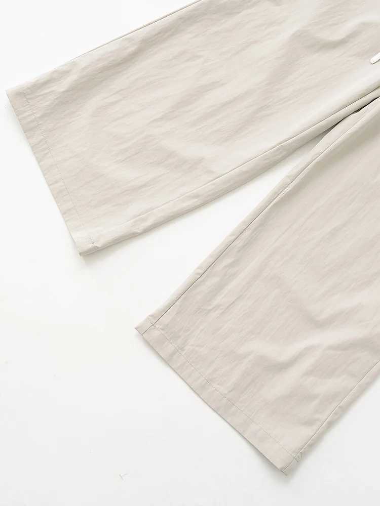 European and American style spring new fashion womens casual contrast color stitching elastic waist drstring wide leg casualXJ250616