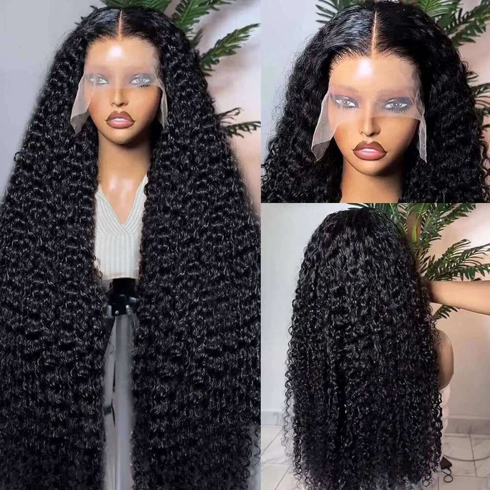 Deep Wave Human Hair for Women 13x4 13x6 HD Lace Front Wigs Pre Plucked 40 Inch 200 Density Natural Black Wig