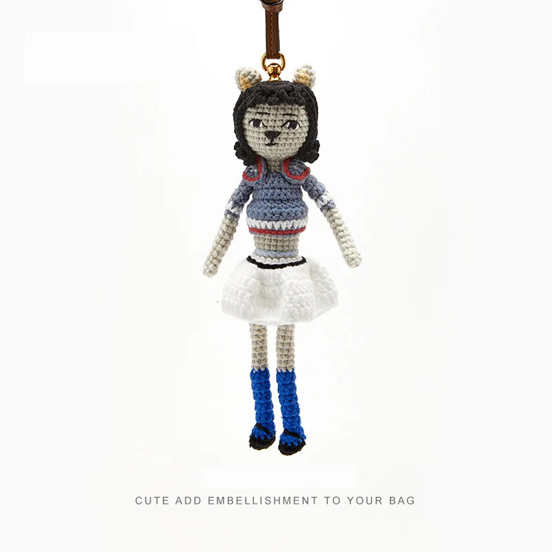Cute doll bag pendant knitted humanoid charm braided keychain car Womens Bag Accessories 250616