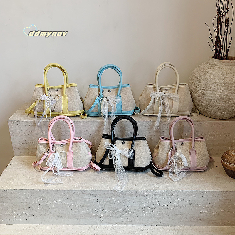 Casual Color Block Stitching Handbag Garden for Women 2025 Spring New Trendy Fashion Versatile Commuter Crossbody Bag ddmynov