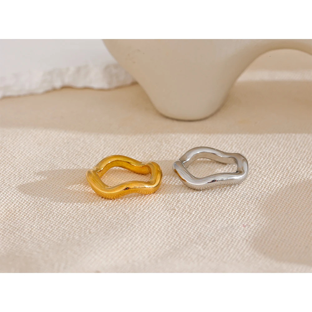 Yhpup High Quality Stainless Steel Twisted Round Finger Ring for Women 18K PVD Plated Texture Simple Daily Jewelry Gift 250610