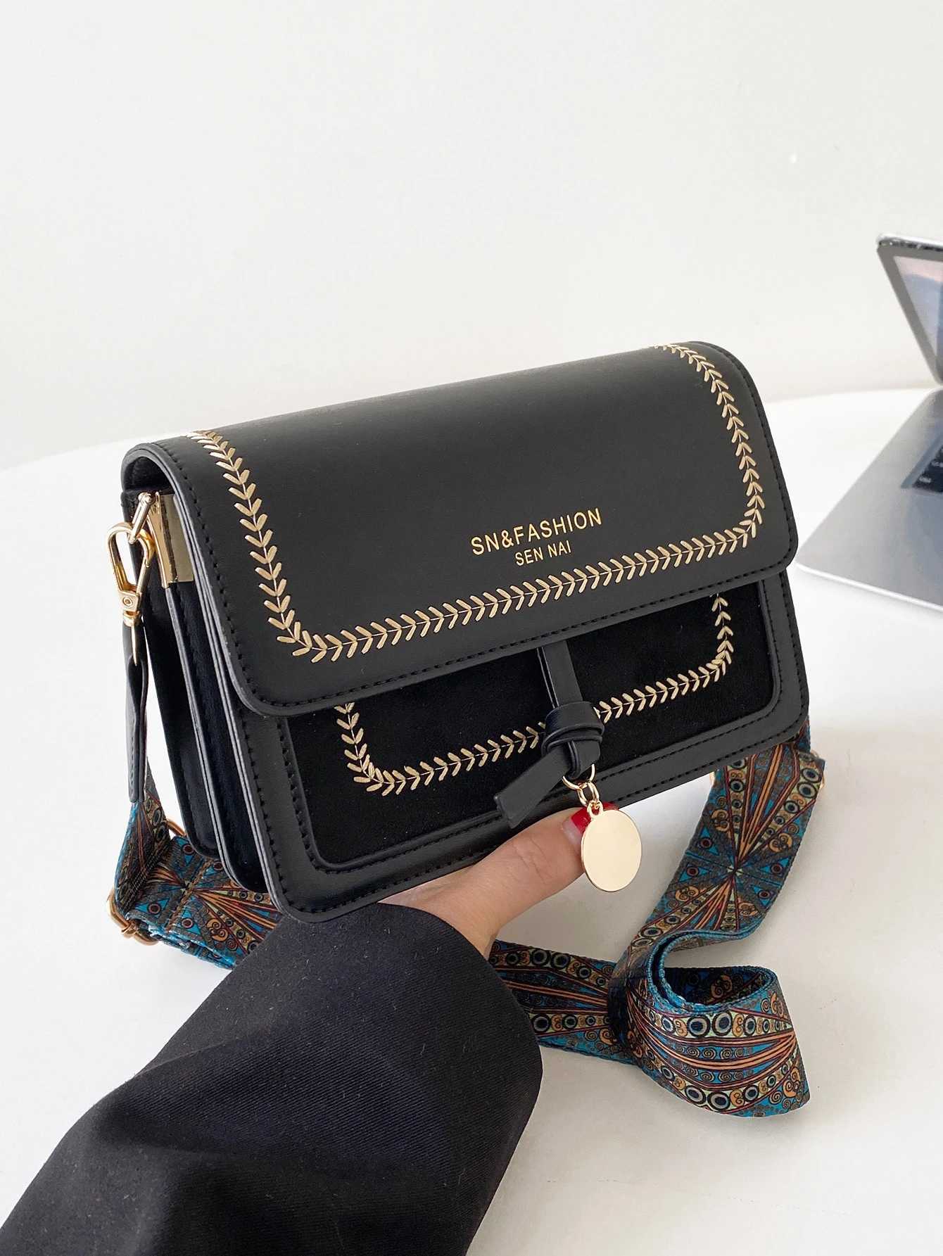 Fashionable Bag for Women Versatile New Crossbody Bag Casual Contrasting Color Small Square Bag Wide Shoulder Strap XJ2520616