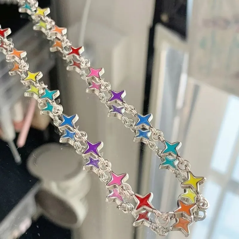 Starry Punk-Chic Choker Bracelet for Ladies: Vibrant Multi-Colored Clavicle Necklace