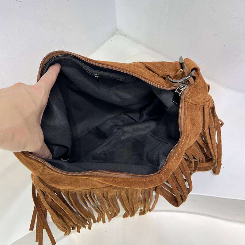 Women's Bags Designer Bohemian Hobos Bags For Women Designer Handbags Purse 2023 New In Faux Suede Vintage Tassel Decoration Shoulder Messenger