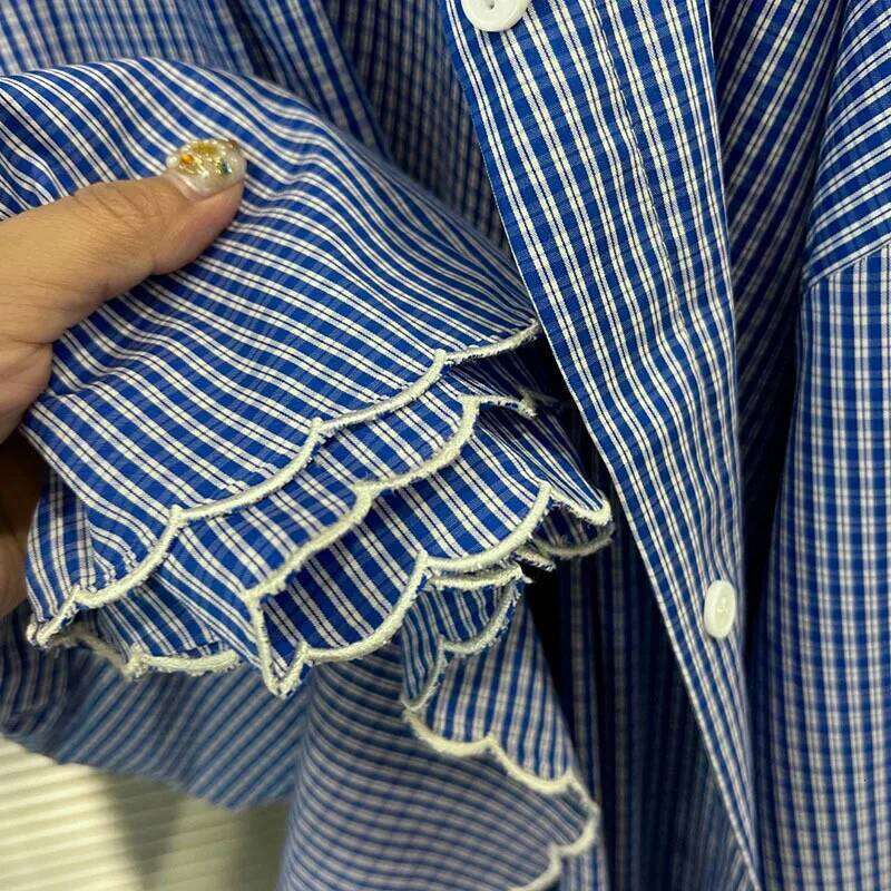 DEAT Fashion Casual Two-pieces Set Plaid Single-breasted Shirt High Elastic Waist Pleated Shorts Female Trendy 33A3795