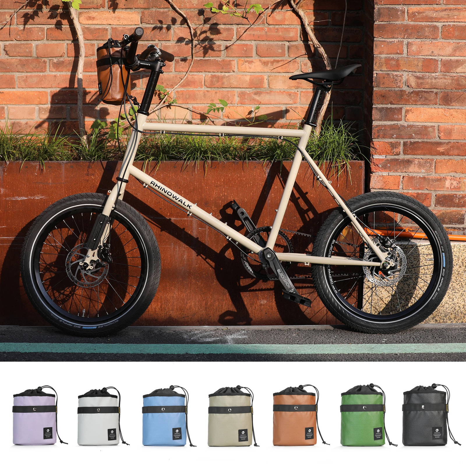 Rhinowalk 2.5L Bicycle Water Bottle Morandi Color Front Bag Bike Handlebar Bag Urban Riding Shoulder Bag Fit For Brompton 250610