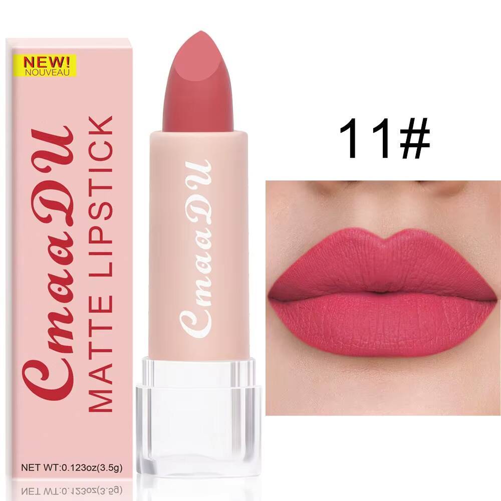 Nude Pink Velvet Milk Silky Texture Lips Stick Lasting Waterproof Matte Lipsticks Sexy Red Lipstick Korean Makeup happy