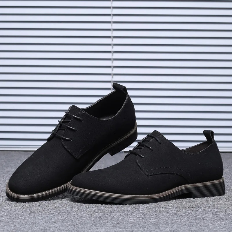 Mens Dress Shoes Legitimate Leather Shoe PU Suede Casual Men Social Male Black Business Man Wedding Summer 250612