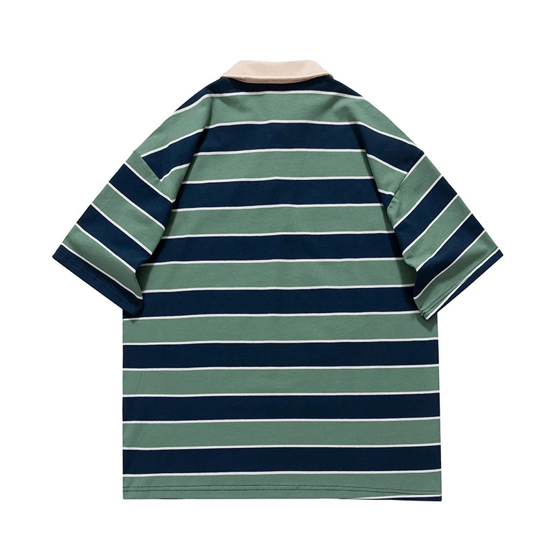 T Shirt For Men Summer Classic Fashion Vintage Stripe ed Cotton Casual Lapel Short Sleeve Polo 250612