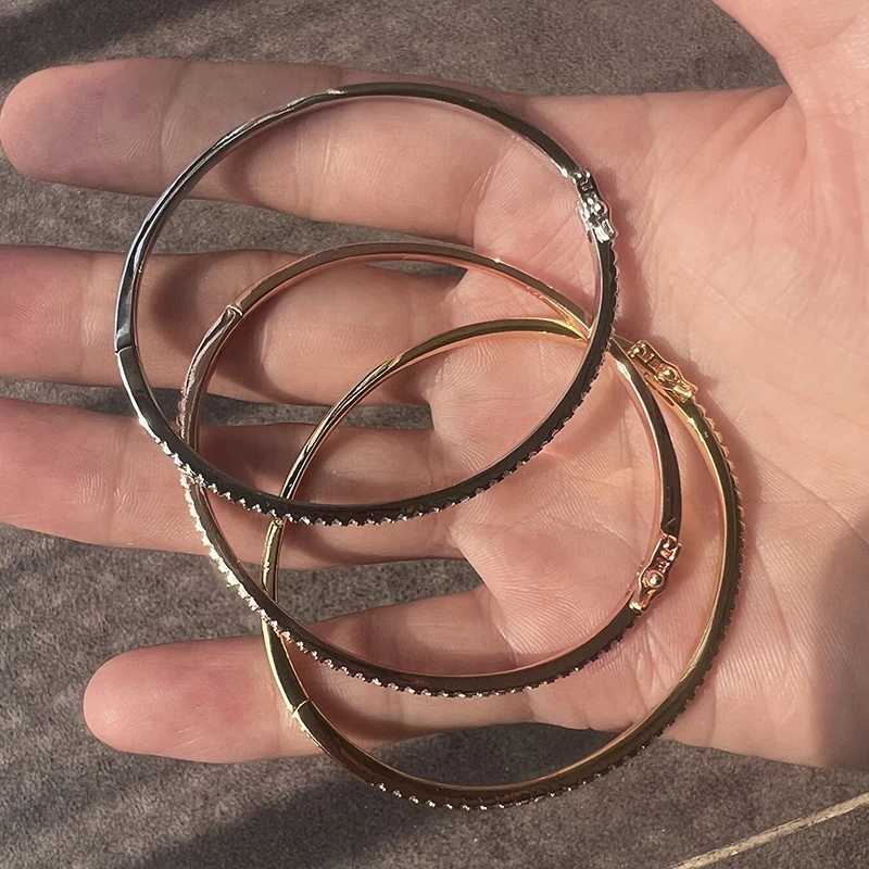 Hot Brand Pure 925 Sterling Silver Jewelry For Women Rose Gold Bangle Diamond Bangle Wedding Jewelry Around Rivet Bangle Jewelry Z250616